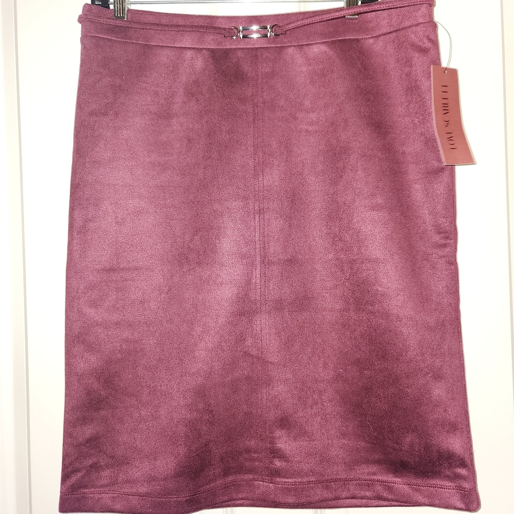 Faux Suede Mauve Midi Skirt